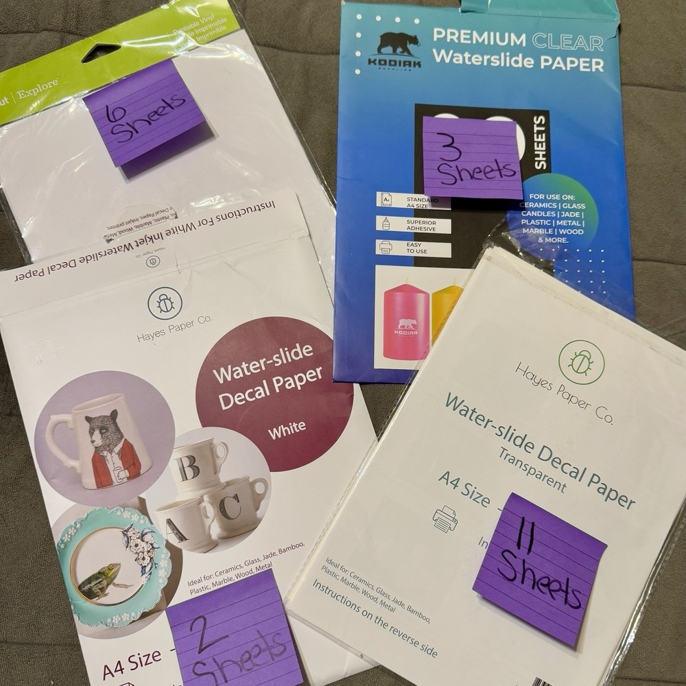 Cricut Printable & Waterslide‎ Decal Paper Lot 22 Sheets Clear White